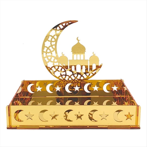 Bandeja de Comida AcríLica Eid Mubarak RamadáN Postre de Fruta Luna Estrella Castillo IsláMico Festival MusulmáN DecoracióN Regalo,A