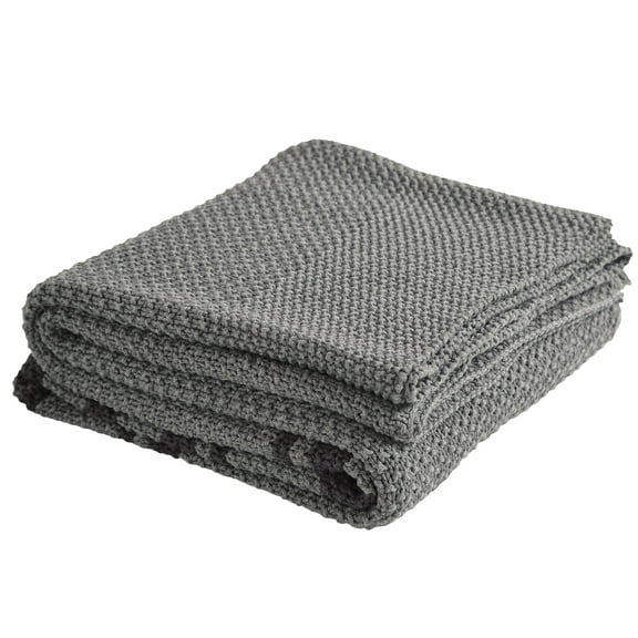 Peppermint Home Classic Knit Throw, 50"x 70", Grey