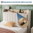 thumbnail image 5 of Senfot Twin Size Upholstered Bed Frame with Storage Headboard – Platform Bed, Charging Station & Drawer, Beige, 5 of 6