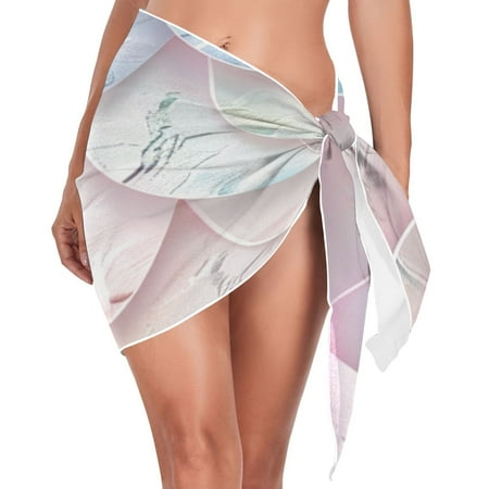 Ckdifva Colorful Flower Scales Beach Cover Up for Women Swimsuit Coverups Bikini Wrap Short Skirt