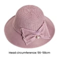 thumbnail image 5 of Dujiujun Faux Pearls Bowknot Decor Sun Hat Women Big Brim Floppy Straw Hat Fashion Accessories, 5 of 7