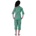 thumbnail image 4 of Moomaya Printed Cotton 3/4 Sleeve Shirt With Capri 2 Piece Nightwear Set Sleepwear For Womens, 4 of 7