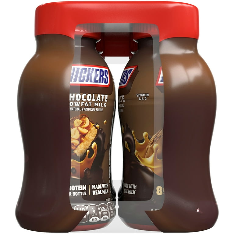 Snickers Chocolate Flavor Low fat Chocolate Milk Bottles 48 fl oz