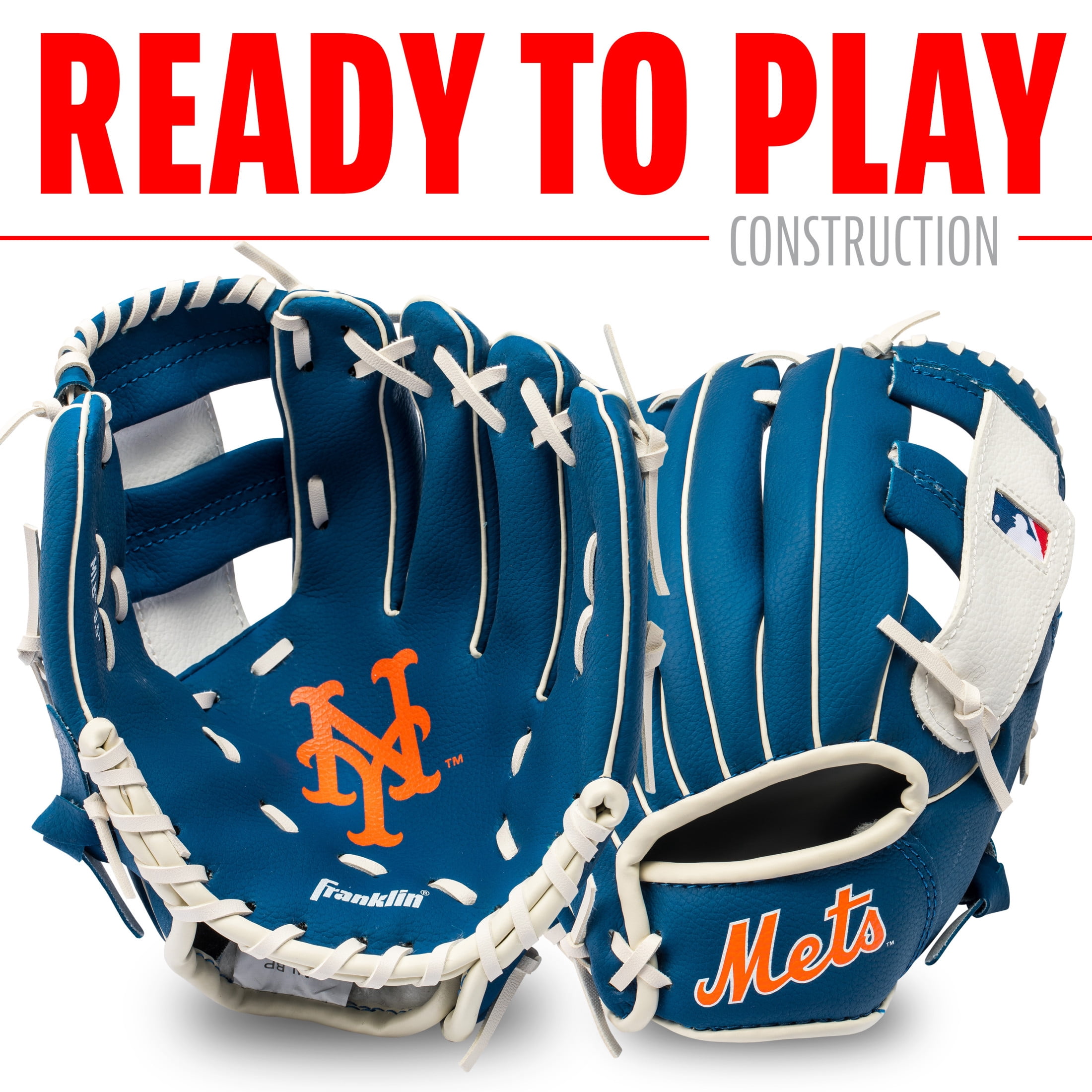 Franklin Sports MLB New York Mets Youth Teeball Glove + Ball Set, 9.5 in