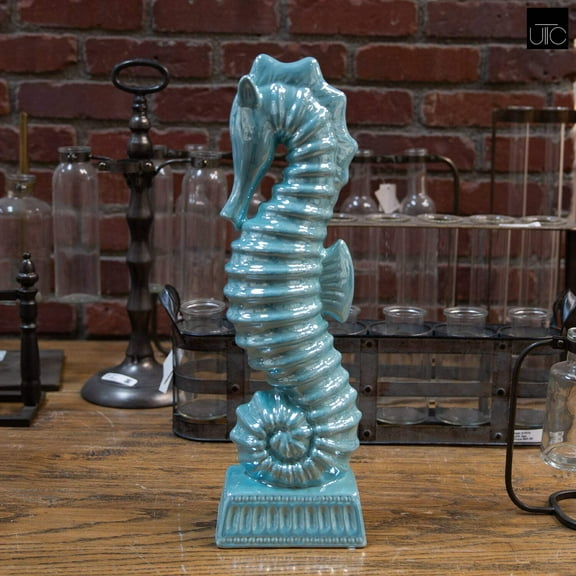Azmara Blue Ceramic Seahorse Decor