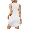 thumbnail image 4 of Nmnitkp Summer Dresses for Women 2026 Sleeveless Tank Dress Crewneck Solid Color Basic A Line Casual Short Mini Dresses with Pockets White,S, 4 of 7