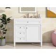 thumbnail image 2 of 36" Bathroom Vanity with Ceramic Sink, White Storage Cabinet with 3 Drawers and Tip-Out Tray, Modern Bathroom Vanity with Soft-Close Doors, Single Sink Vanity with Ample Storage, 2 of 8