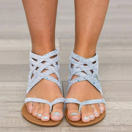 

Sandals Women s Summer Non Slip Solid Color Zipper Flat Beach Open Toe Breathable Sandals Shoes