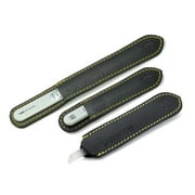 3pcs Genuine Patented Czech Crystal Glass Nail Files Set - Cuticle Stick Rounded Baby File in Suede