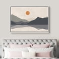 thumbnail image 3 of PixonSign Framed Canvas Print Wall Art Pastel Mountain Lake Reflection Nature Wilderness Illustrations Modern Art Decorative Boho Minimal Relax/Zen - 24"x36" Black, 3 of 5