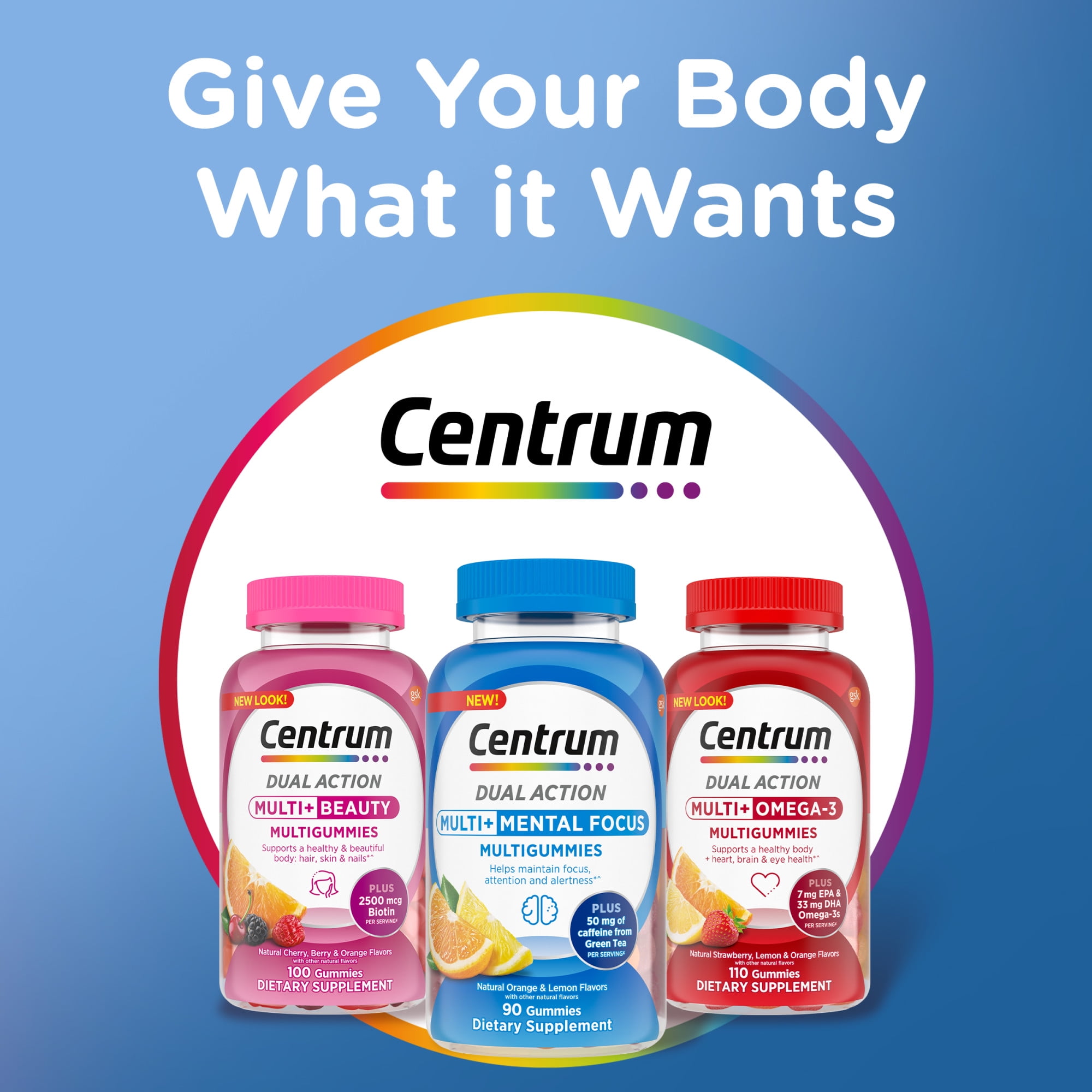 Centrum Multigummies Multi+ Dual Action Gummy Vitamins for Mental Focus , 90 Count