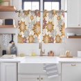 thumbnail image 2 of Geometric Flower Kitchen Curtains Window Panels, Vintage Country Floral Orange Grey on Linen Insulated Window Treatment Curtain, Grommet Curtains for Bedroom/Living Room/Bathroom, 2 Piece 42"Wx45"L, 2 of 8