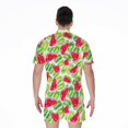 thumbnail image 2 of White Summer Watermelon Pattern Short Sleeve Men'S Rompers, Aloha Tropical Hawaiian Casual Summer Jumpsuits Outfit, 2 of 4