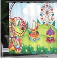 thumbnail image 3 of Ambesonne Colorful Shower Curtain, Circus and Theme Park, 69"Wx84"L, Multicolor, 3 of 4