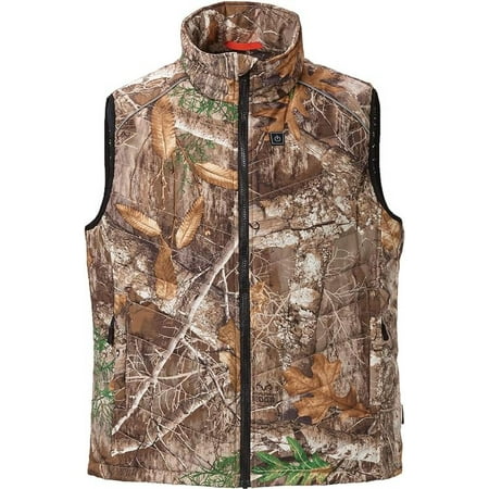 Realtree Men s Camo Softshell Puffer Vest | Waterproof with Fleece Lining Quiet Outdoor Puffer Vest with Chin Guard Ideal for Hunting Hiking & Camping Camouflage Design (Size XL)