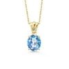 Gem Stone King 3.63 Ct Millennium Blue Mystic Quartz White Diamond 18K Yellow Gold Plated Silver Pendant