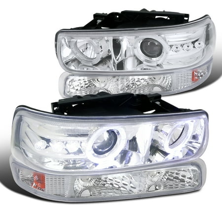 Spec D Tuning 1999 2002 Chevy Silverado Clear Led Halo Projector Spec D Tuning 1999 2002 Chevy Silverado Clear Led Halo Projector Headlights Per Lights Lamps Tahoe Left Right 2000 2001