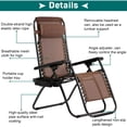 thumbnail image 3 of NiamVelo Chaises Zéro Gravité Ensemble de 2 Chaises de Patio Pliantes Chaises Longues d'Extérieur Réglables avec Oreiller et Porte-Gobelet, Brun, 3 of 8