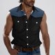 thumbnail image 2 of Camisas de Cuello para Hombres Moda Casual Patchwork Turndown Bolsillos sin Mangas Tanque Deportivo, Poliéster, 2 of 5