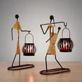 thumbnail image 3 of Candle Holder Retro Nostalgic Design Strong Decorative Sturdy Creative Dining Room Tool European Style Candlelight Wrought Iron Twine Girl Lantern Holder for Home, 3 of 8