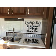 Camper Wall Decal Camping Life RV Accessories Art Decor Stickers Quote 23x16-Inch Black