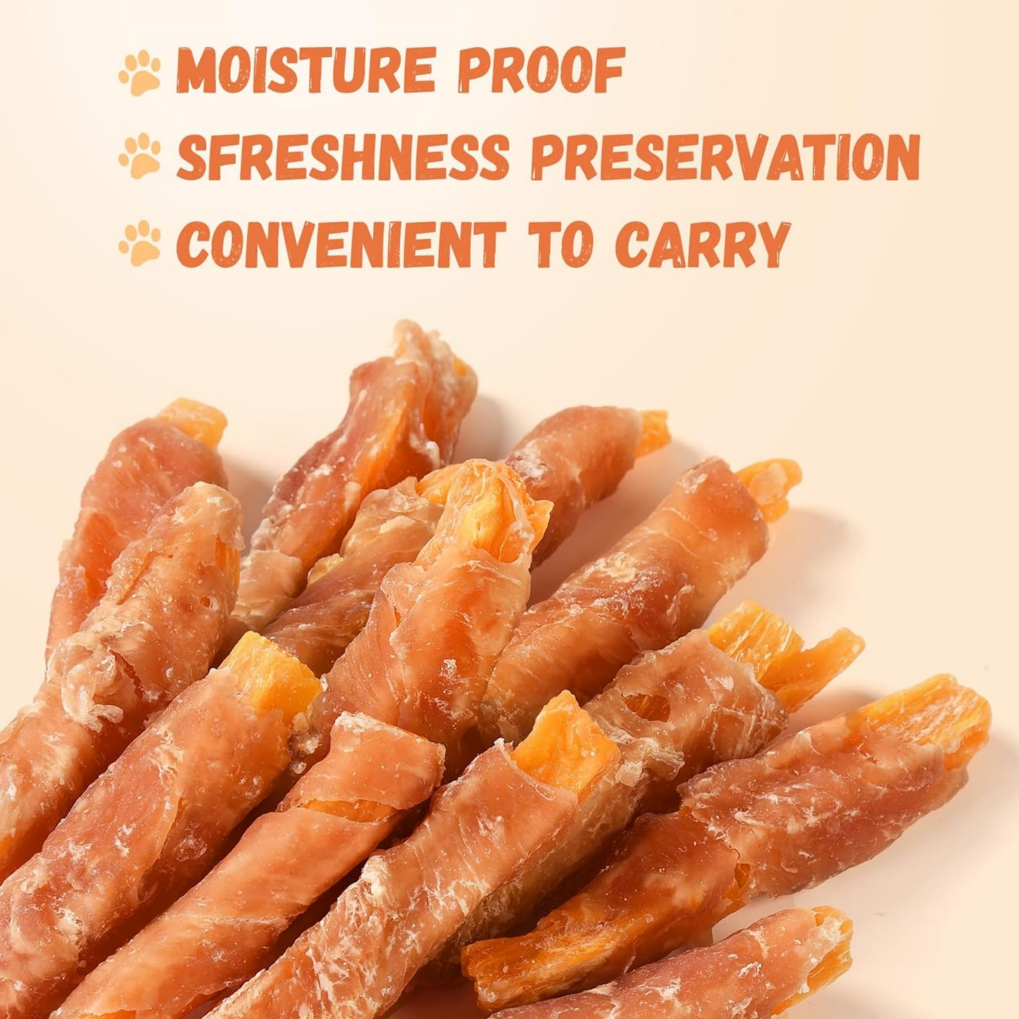 Pawmate Sweet Potato Dog Treats, Chicken Jerky & Sweet Potato Natural Chews for All Dogs, 15 ct Packet