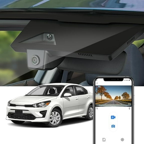 Fitcamx 4K Dash Cam Suitable for Kia Rio 2021-2023 & Rio Hatchback LX S (Part No#H8500), OEM Factory Look, Built-in WiFi & APP, Plug & Play, 64GB Card