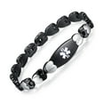 thumbnail image 5 of Double Heart Medical alert Bracelet for Women 7 1/2 inches Black Stainless steel Medical alert bracelets for pacemaker, 5 of 7