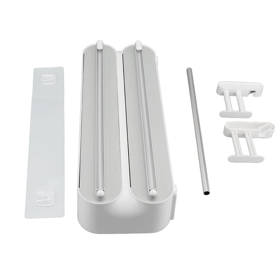 BOKYAN 3-in-1 Magnetic Wrap Cutter & Paper Towel Holder with Sliding Blade – Wall‑Mounted Kitchen Organizer
