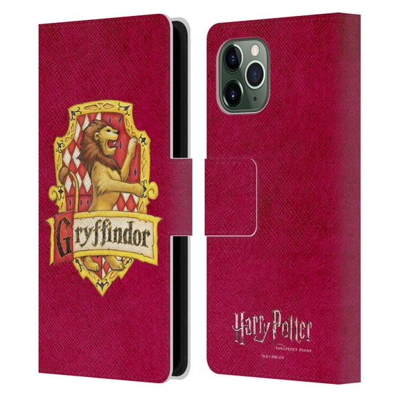 Head Case Designs Officially Licensed Harry Potter Sorcerer's Stone I Gryffindor Crest Leather Book Wallet Case Cover Compatible with Apple iPhone 11 Pro