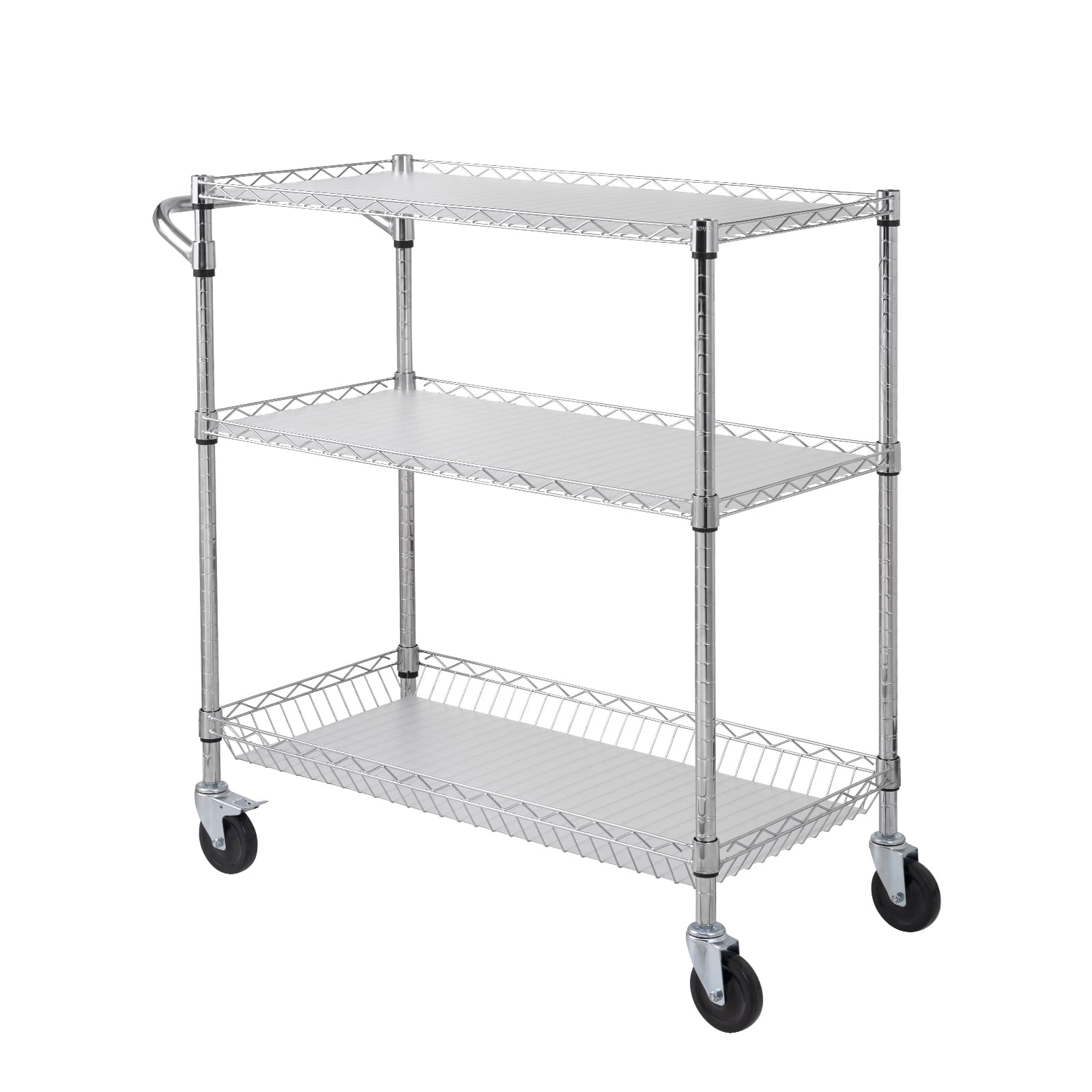 VEVOR Supreme 3-Tier Rolling Utility Cart - 550 lb Capacity