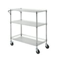 thumbnail image 6 of VEVOR Kitchen Utility Cart,3 Tiers,Wire Rolling Cart with 661LBS Capacity, Steel Service Cart on Wheels, Metal Storage Trolley with 80mm Basket Curved Handle PP Liner 6 Hooks, for Indoor and Outdoor, 6 of 10