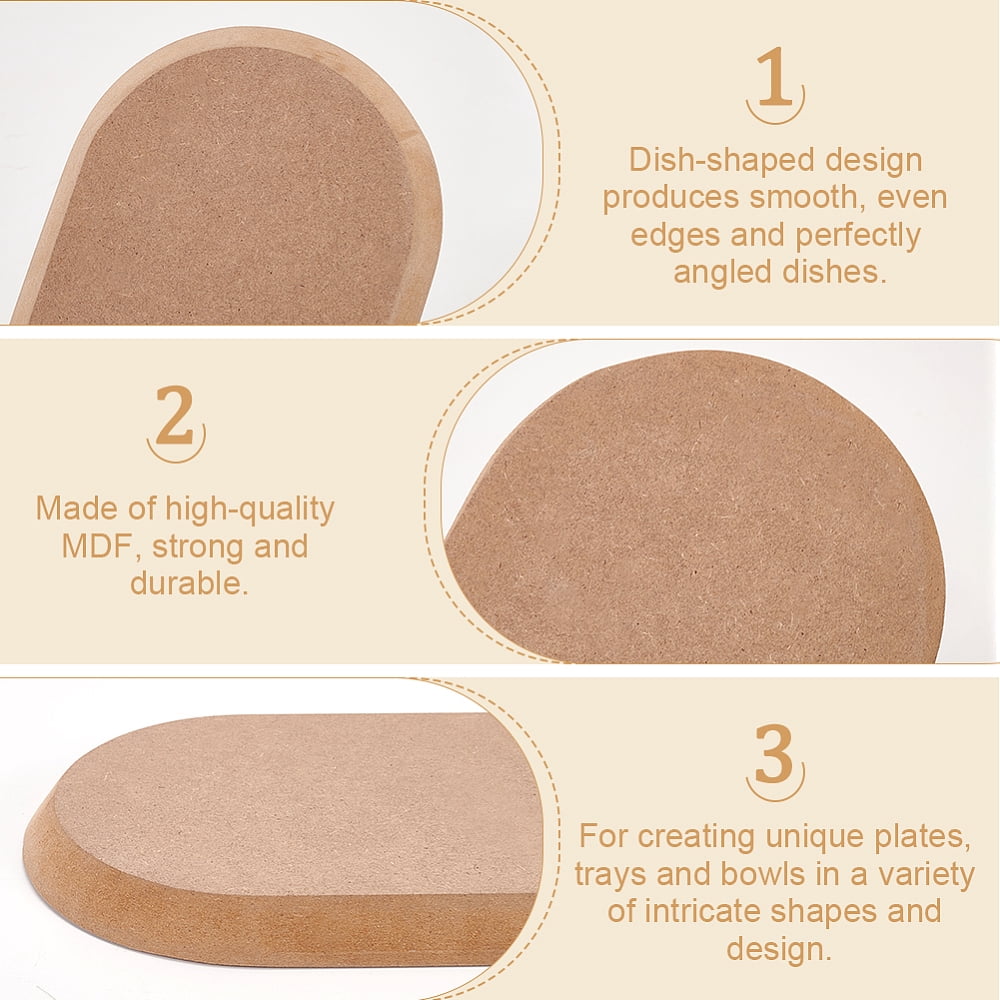 3Pcs Wood Clay Cutter Base Plate Kit Clay Modeling Tool Tan Oval 28.9~35x10~16x1.55cm