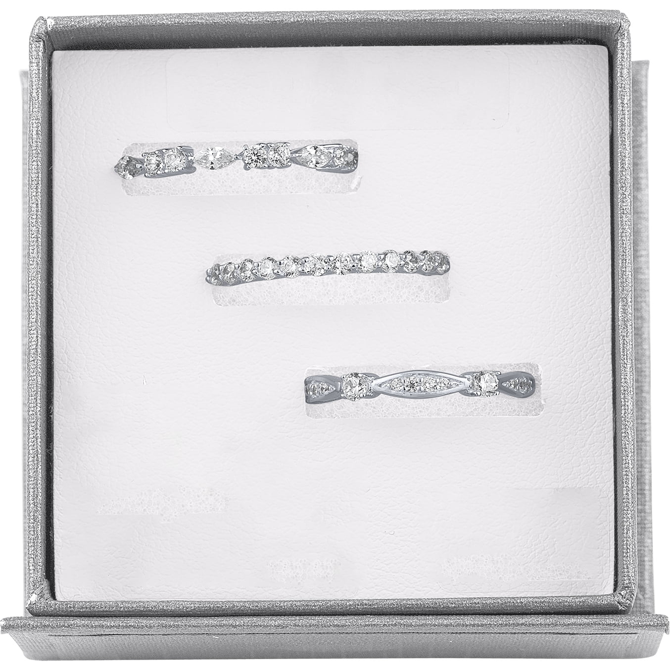 Believe By Brilliance Simulated Diamond 3 Stackable Bands in Sterling Silver