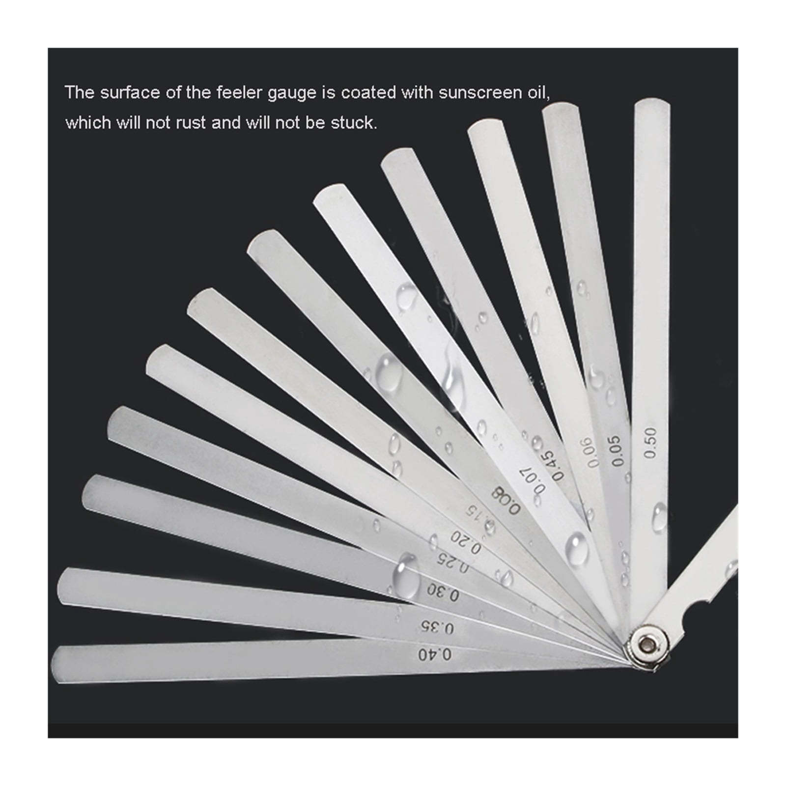 Feeler Gauge Metric Thickness Gauge Set Blade Gap Filler Tappet Valve Thickness Layout Tool Gages Metering 0.05-0.63mm 15 Blades