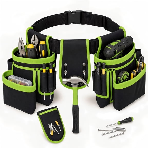 Heavy‑Duty Magnetic Tool Belt with Multi Pockets, Oxford Fabric Adjustable Waist Tool Pouch for Carpenter Electrician Construction