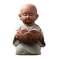 thumbnail image 2 of Portavelas de cerámica con estatua de pequeño monje, adorable para porches delanteros Estilo A BLESIY estatua al aire libre, 2 of 8
