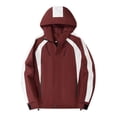 thumbnail image 2 of QATAINLAV Mens Drawstring Hooded Windbreaker Jackets Casual Waterproof Rain Jacket Full Zip up Color Block Outerwear Wine,XXXL, 2 of 8