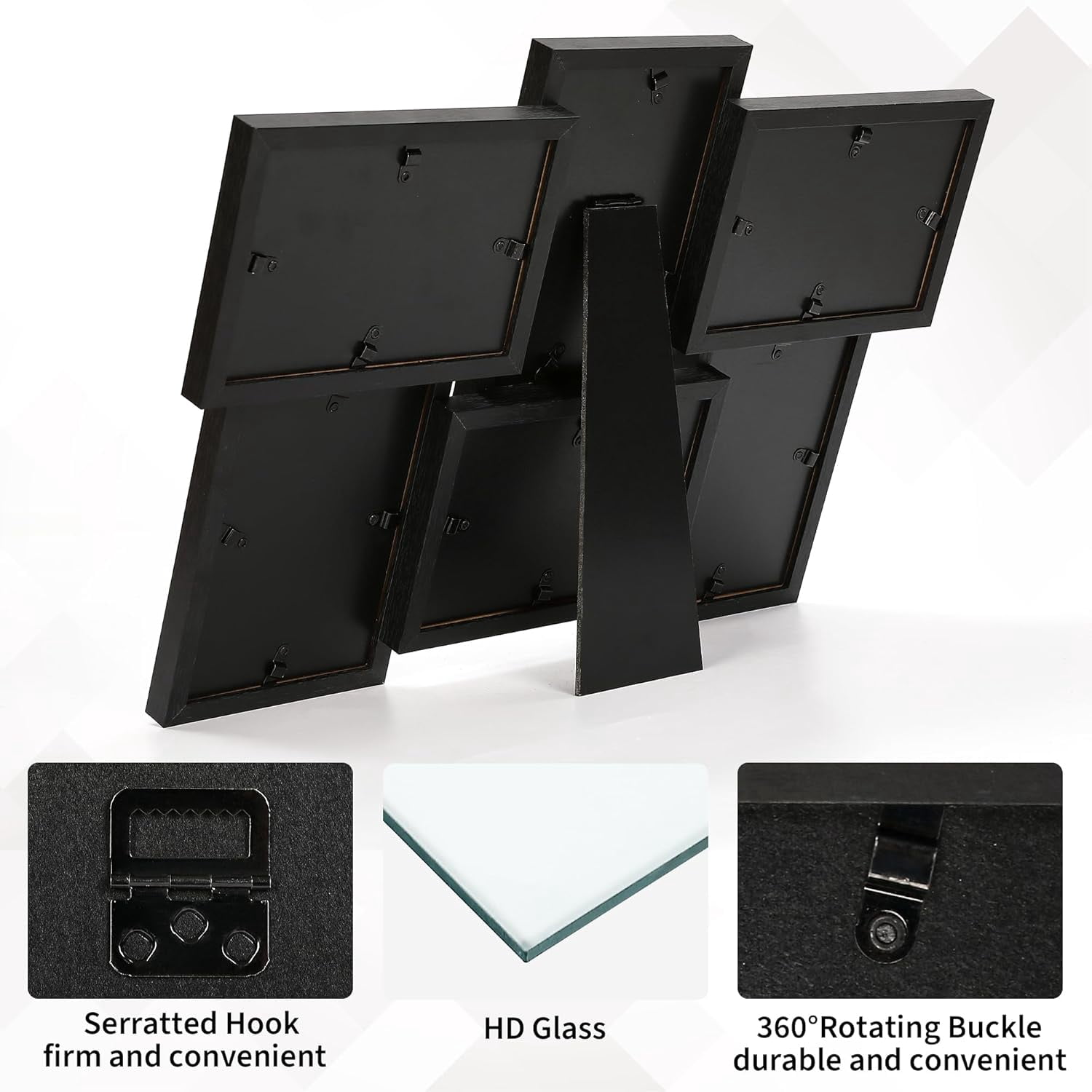 4x6 Collage Picture Frame, 6 Openings Black Photo Frame for Wall Decor or Tabletop, Durable MDF Wood Multi Picture Frame for Family Memories