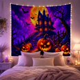 thumbnail image 2 of Night Dominated by With Haunted House Glowing Pumpkins, Spooky Gothic for Gothic Decor Fans, Dark Art Decor, Halloween Gift, Tapestry Wall Hanging for Bedroom and Dorm, 2 of 6