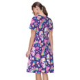 thumbnail image 2 of Bixox Robe d'Été à Manches Courtes pour Femmes Robe Ample Longueur Genou avec Poches-Culotte Arc-en-Ciel Champignon Coloré, 2 of 7