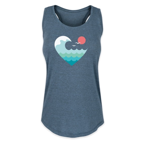 Instant Message - Wave Heart Sunset Graphic Racerback Tank