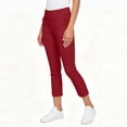 thumbnail image 6 of HongQid Women's Cropped Pants Elastic Waist Rolled Hem High Waisted Casual Work Petite Capri Trousers with Pockets, 6 of 7