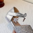thumbnail image 4 of Girls Silver Glitter Flats Sparkly Mary Jane Shoes for Kids Little Kid Non-Slip Dress Shoes for Wedding Party,Size 9 M, 4 of 7