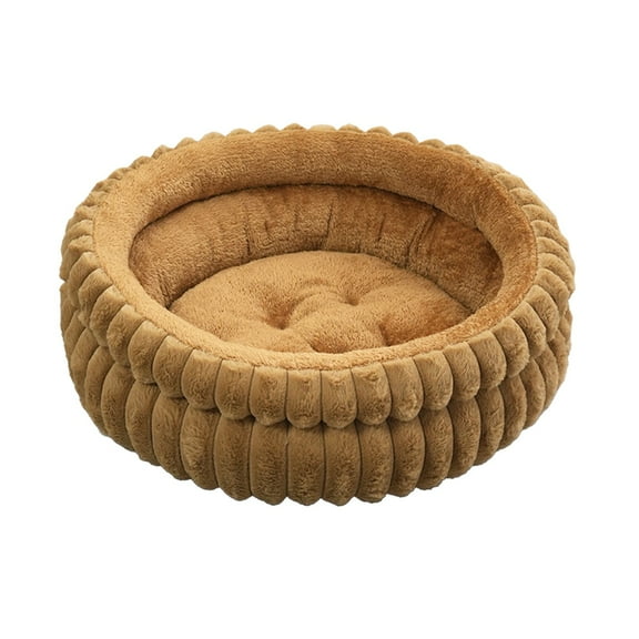 chaungfeng Cat Bed Kitten Bed, Washable Round Cat Beds for Indoor Cats, Soft Plush Faux Fur Pet Bed for Puppy and Kitten with Anti-Slip Bottom 15.75"x5.91"