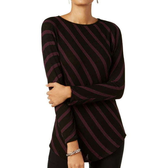 I.N.C Womens Striped Tunic Dolman Blouse, Purple, Medium