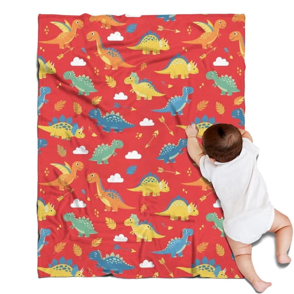 Colorful Dinosaur Red Pattern Blanket,Comfortable Soft Lamb Wool Throw Blanket,All Season,Warm Lightweight Blankets for Sofa Bed Couch Living Room Chair,30"x40"