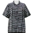 thumbnail image 1 of A Personal Touch Women's Plus Size Short Sleeve Button-Up Print Blouse with Pleats Black Windowpane - 0X, 1 of 3