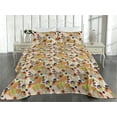 thumbnail image 2 of Ambesonne Retro Quilted Bedspread Set 3 Pcs, Daisy Flowers Leaves Print, King, Green Orange and Grey Teal, 2 of 4