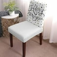 thumbnail image 2 of Stretch Dining Chair Covers, Happy New Year Text Black Word Star Pattern White Removable Dining Chair Protector Slipcovers for Kitchen, Party, Restaurant, Set of 4, 2 of 7